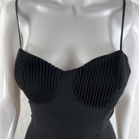 Lulus Cause for Commotion Black Pleated Bustier Maxi Dress M Fairy Goth Witchy - Picture 6 of 16